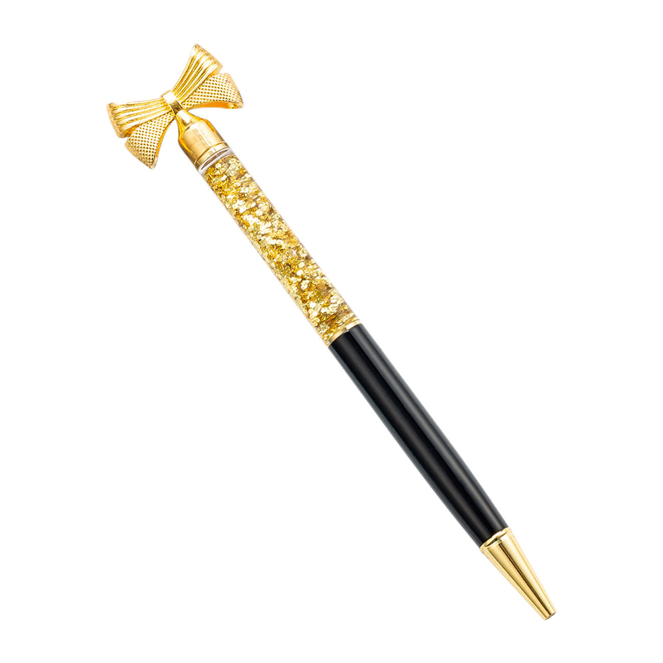 Wholesale Metal Gold Powder Into The Oil Bow Ballpoint Pen